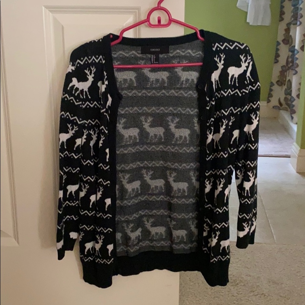 Forever 21 button up Christmas cardigan